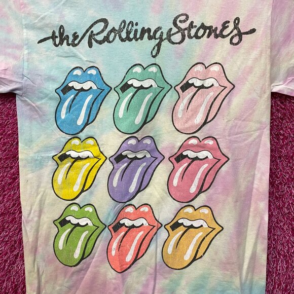 The Rolling Stones  Pastel Tie Dye Rock Tshirt size Small - Picture 2 of 5